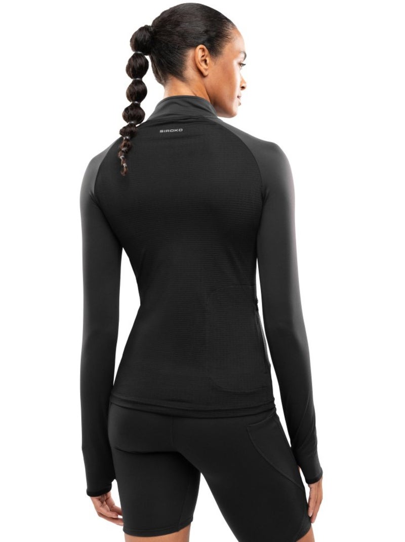 Felpa da corsa da donna con mezza zip fitness donna center Nero - Kiabi