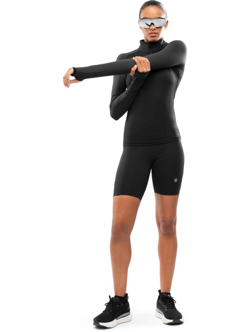 Felpa da corsa da donna con mezza zip fitness donna center Nero - Kiabi