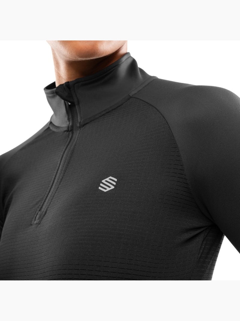 Felpa da corsa da donna con mezza zip fitness donna center Nero - Kiabi