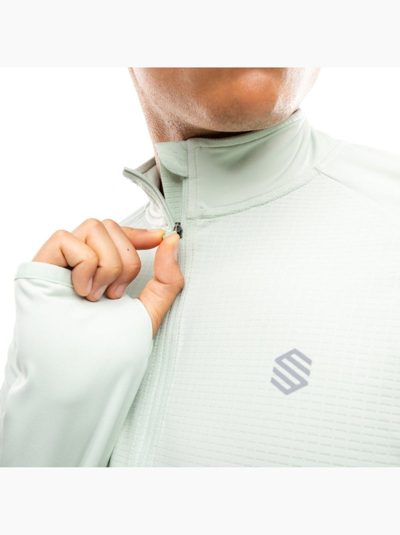 Felpa da corsa da uomo con mezza zip fitness uomo intuit Verde - Kiabi