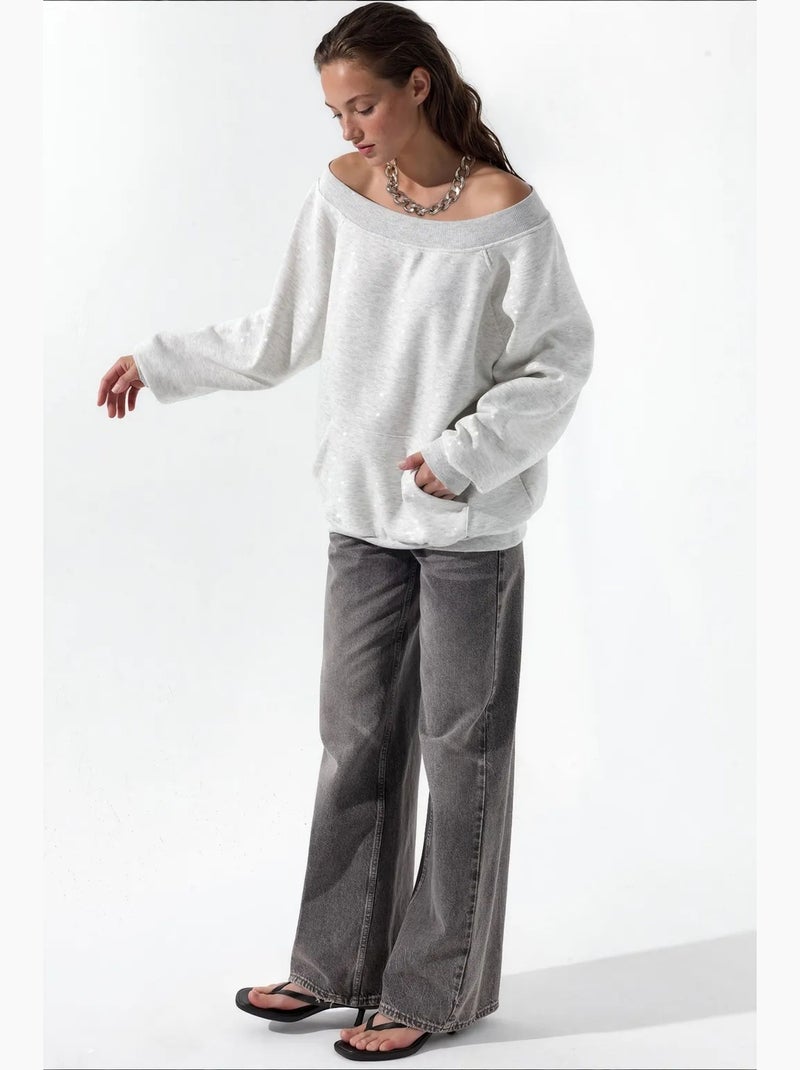 Felpa da donna in misto cotone busem Grigio chiaro - Kiabi