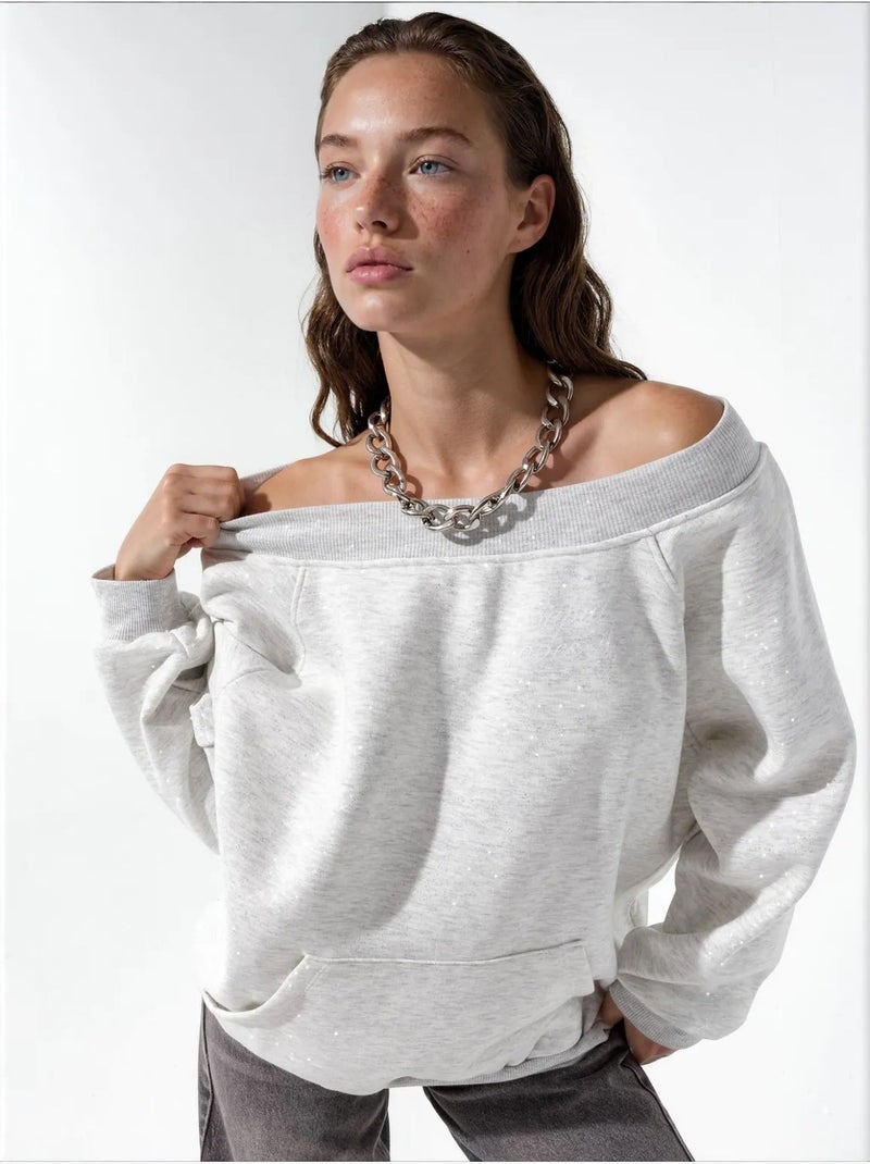 Felpa da donna in misto cotone busem Grigio chiaro - Kiabi
