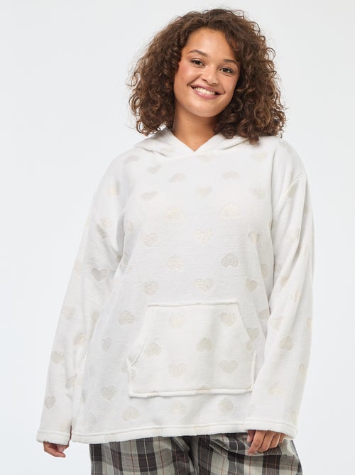 Felpa da notte in pile con cappuccio - Kiabi