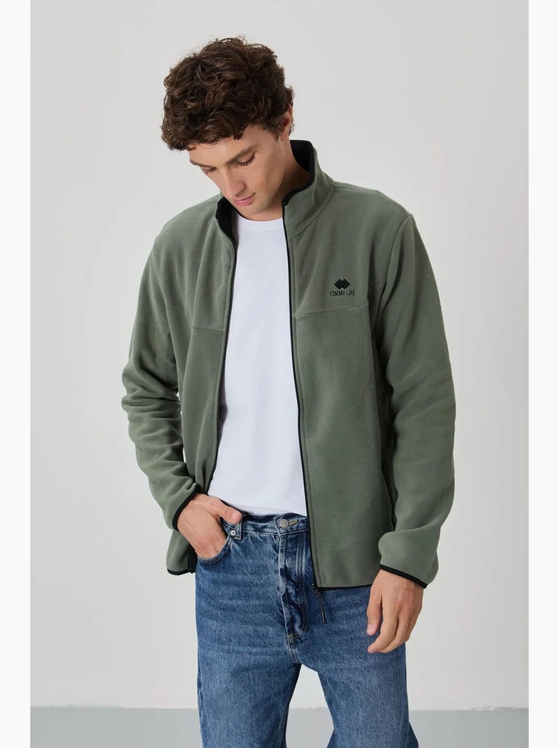 Felpa da uomo in peluche con zip frontale tommy Verde pastello - Kiabi