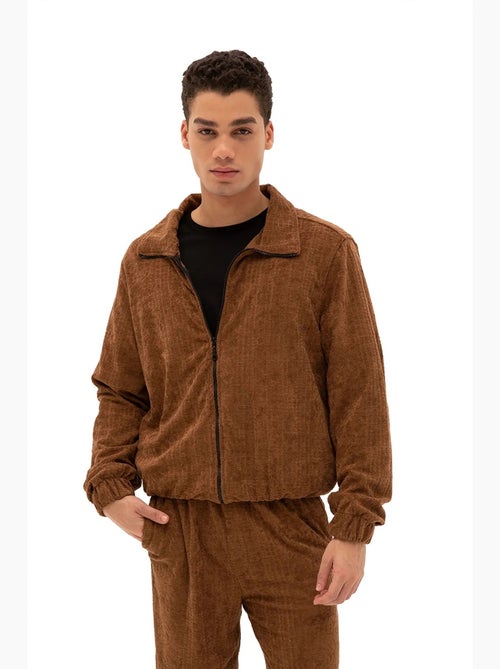Felpa da uomo in velluto con zip frontale giesto - Kiabi Felpa da uomo in velluto con zip frontale giesto - Kiabi