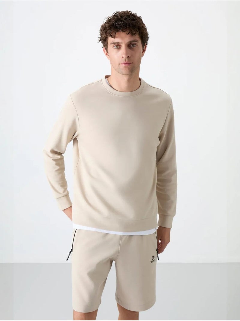 Felpa da uomo tinta unita con girocollo tommy Beige argilla - Kiabi