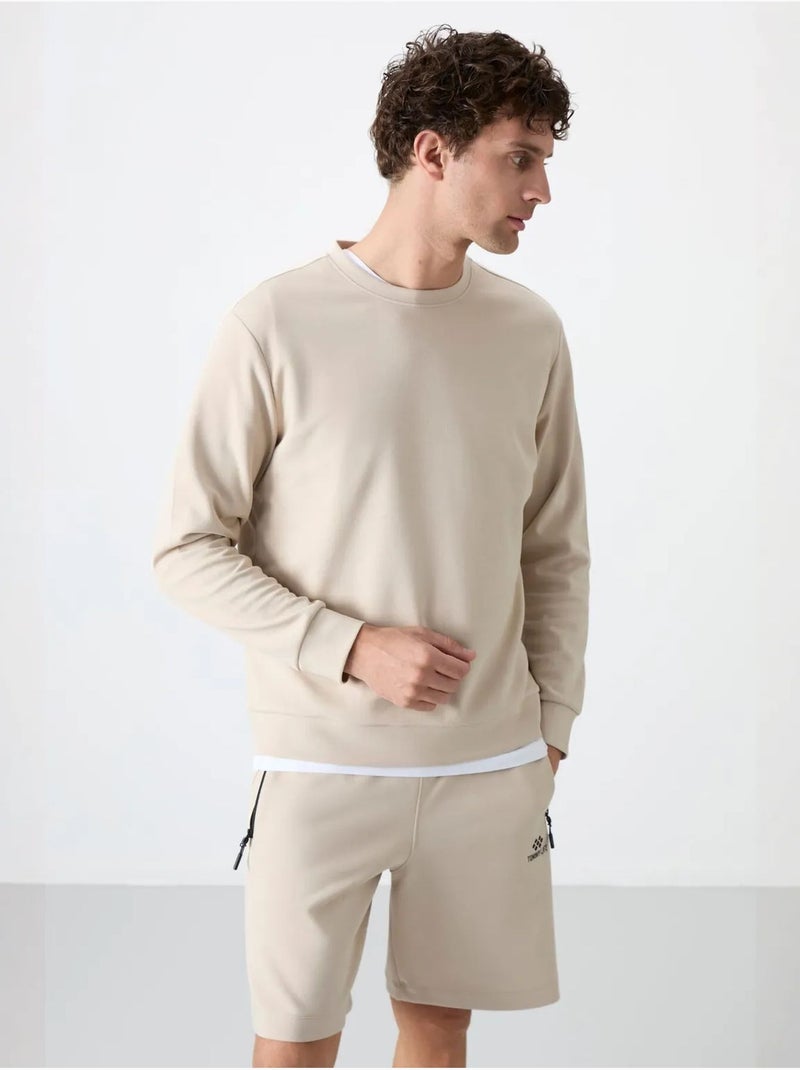 Felpa da uomo tinta unita con girocollo tommy Beige argilla - Kiabi