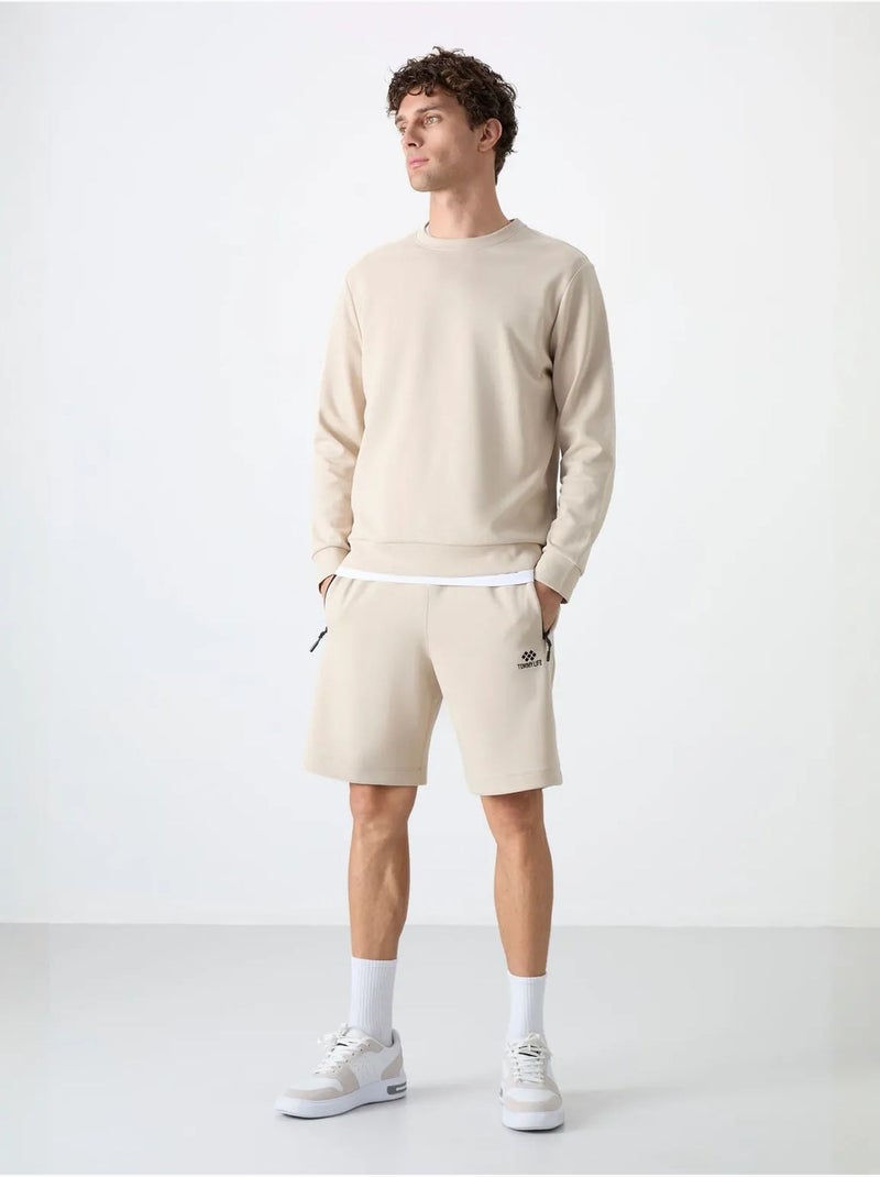 Felpa da uomo tinta unita con girocollo tommy Beige argilla - Kiabi