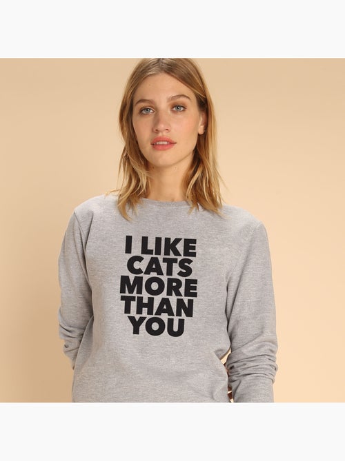 Felpa Donna - I LIKE CATS MORE THAN YOU - Kiabi