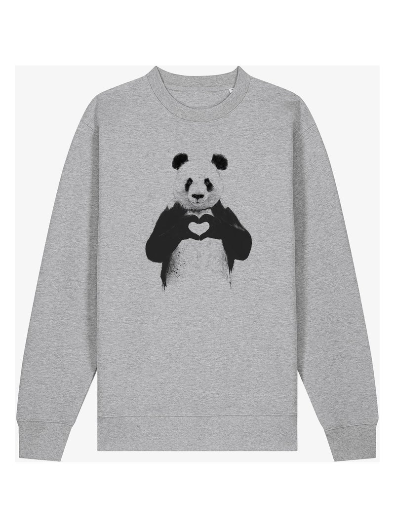 Felpa Donna - LOVE PANDA Grigio melangiato - Kiabi