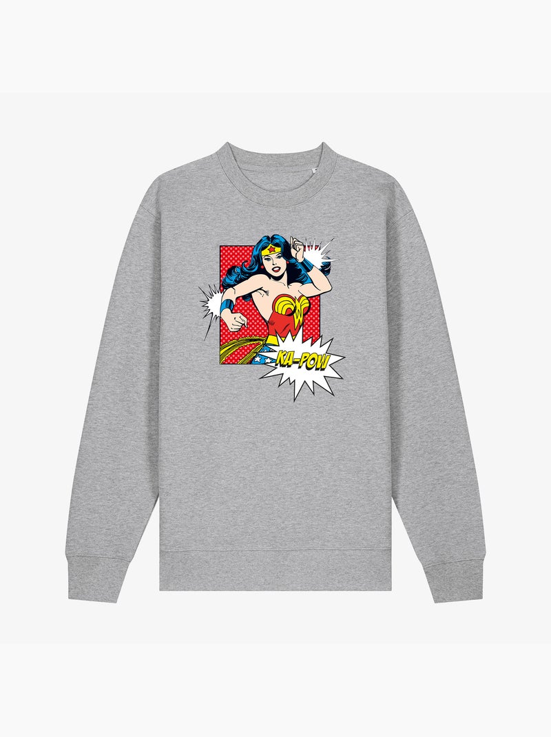 Felpa Donna - WONDER WOMAN KA POW Grigio melangiato - Kiabi