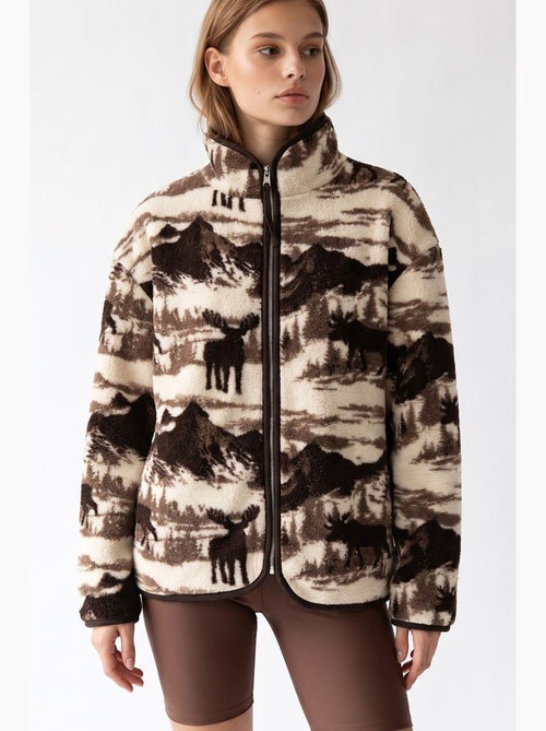 Felpa donna con collo con zip geometrico mixray - Kiabi Felpa donna con collo con zip geometrico mixray - Kiabi