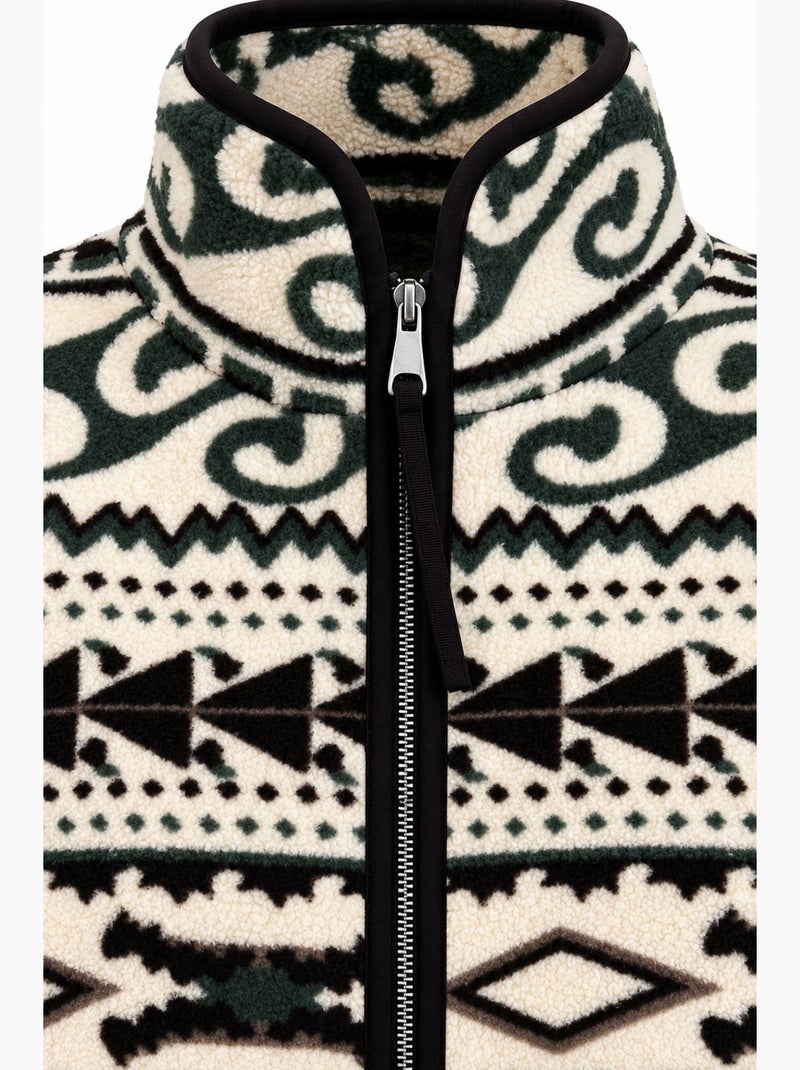 Felpa donna con collo con zip geometrico mixray Bianco / Nero / Verde - Kiabi