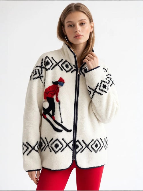 Felpa donna con collo con zip geometrico mixray - Kiabi