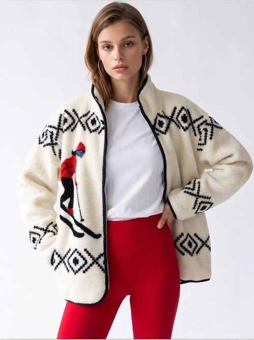 Felpa donna con collo con zip geometrico mixray - Kiabi