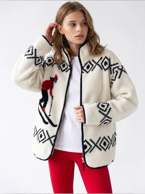 Felpa donna con collo con zip geometrico mixray - Kiabi