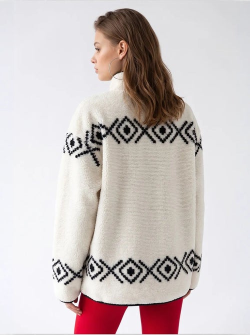 Felpa donna con collo con zip geometrico mixray - Kiabi