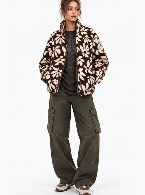 Felpa donna con collo con zip geometrico mixray - Kiabi Felpa donna con collo con zip geometrico mixray - Kiabi