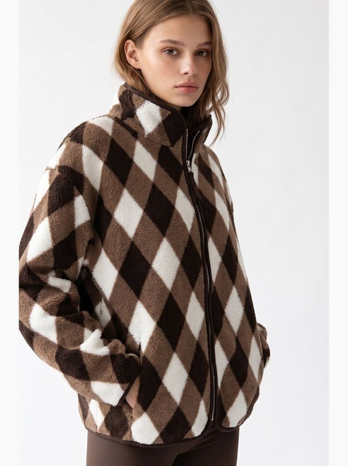 Felpa donna con collo con zip geometrico mixray - Kiabi