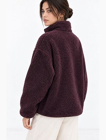 Felpa donna con mezza zip testurizzata mixray