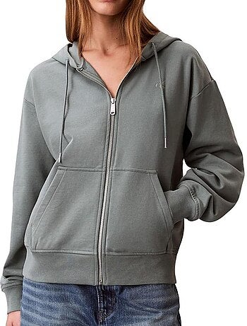 Felpa donna con zip calvin klein jeans