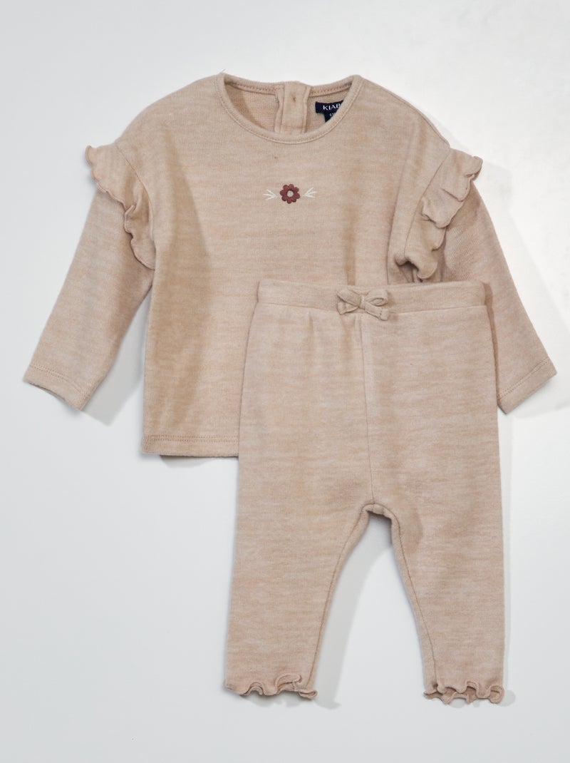 Felpa e leggings in maglia morbida - 2 pezzi Beige - Kiabi