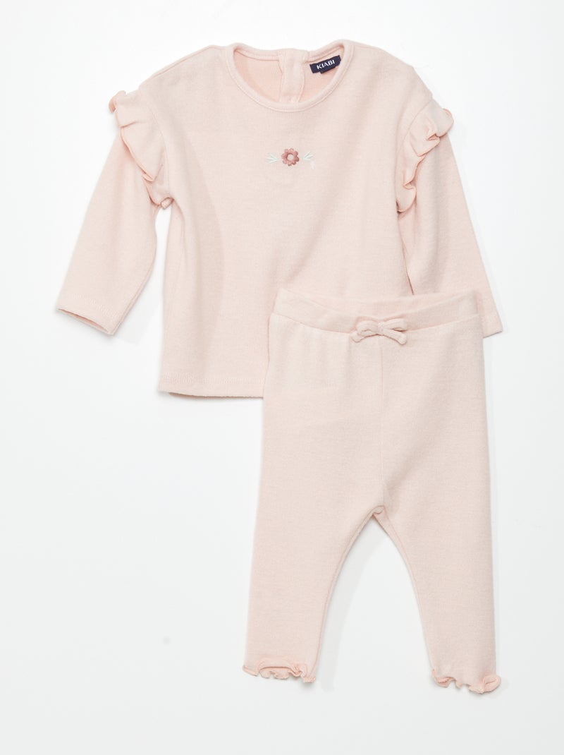 Felpa e leggings in maglia morbida - 2 pezzi Rosa - Kiabi