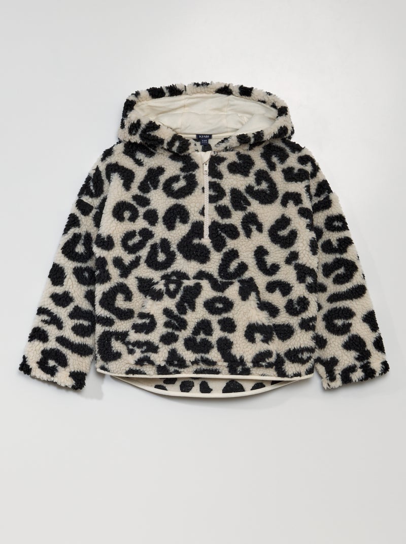 Felpa effetto montone a collo alto con zip BEIGE - Kiabi