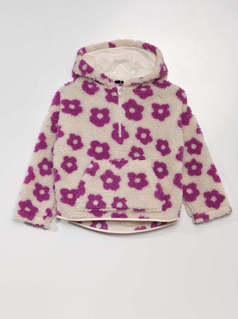 Felpa effetto montone a collo alto con zip BEIGE - Kiabi