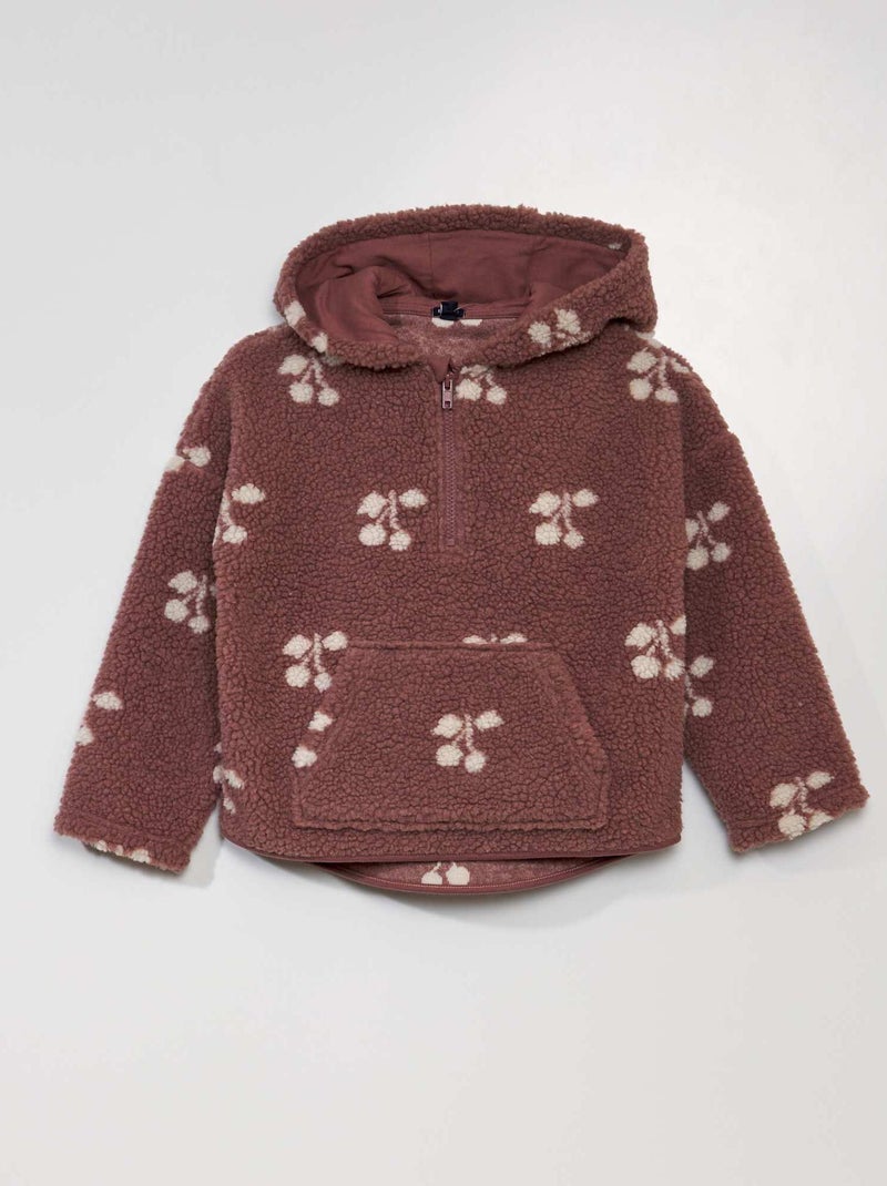 Felpa effetto montone a collo alto con zip ROSA - Kiabi
