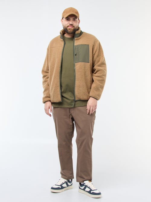 Felpa effetto montone bicolore con zip - Kiabi