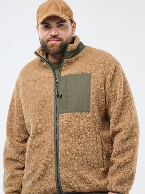 Felpa effetto montone bicolore con zip - Kiabi