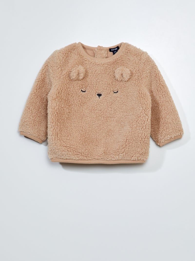 Felpa effetto montone con 'orecchie' BEIGE - Kiabi