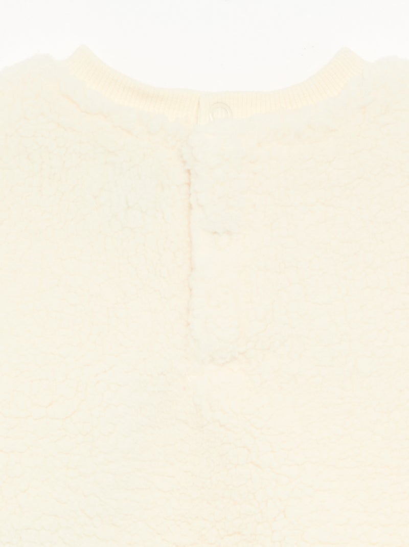 Felpa effetto montone con ricami Bianco - Kiabi