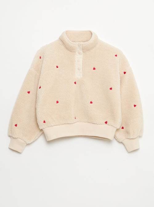 Felpa effetto montone con ricamo - Kiabi