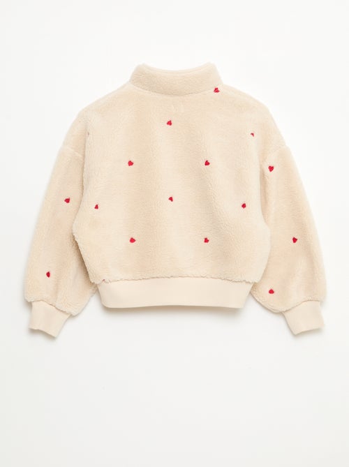 Felpa effetto montone con ricamo - Kiabi