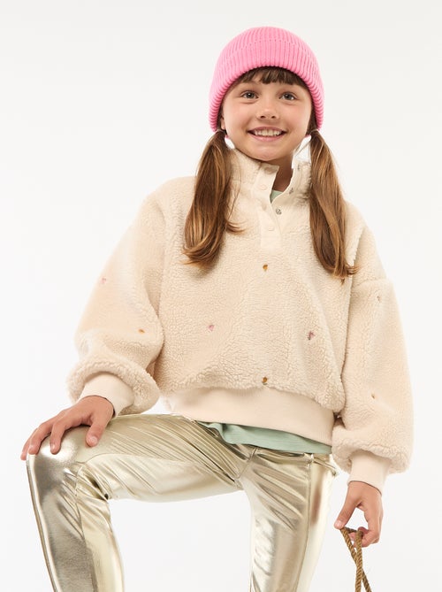 Felpa effetto montone con ricamo - Kiabi