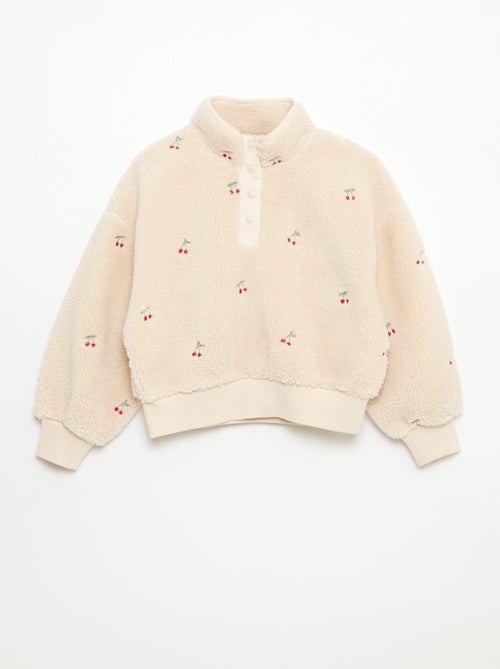 Felpa effetto montone con ricamo - Kiabi