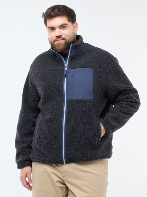 Felpa effetto montone zippata bicolore - Kiabi