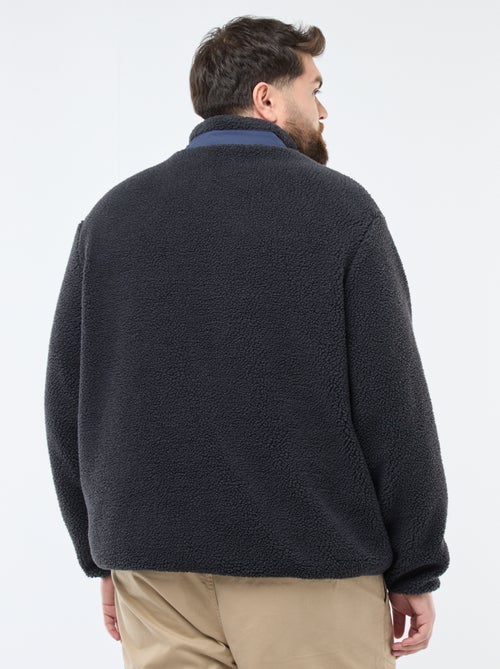 Felpa effetto montone zippata bicolore - Kiabi