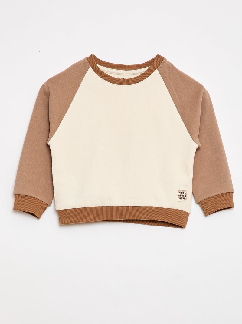 Felpa french terry in cotone bicolore Beige - Kiabi
