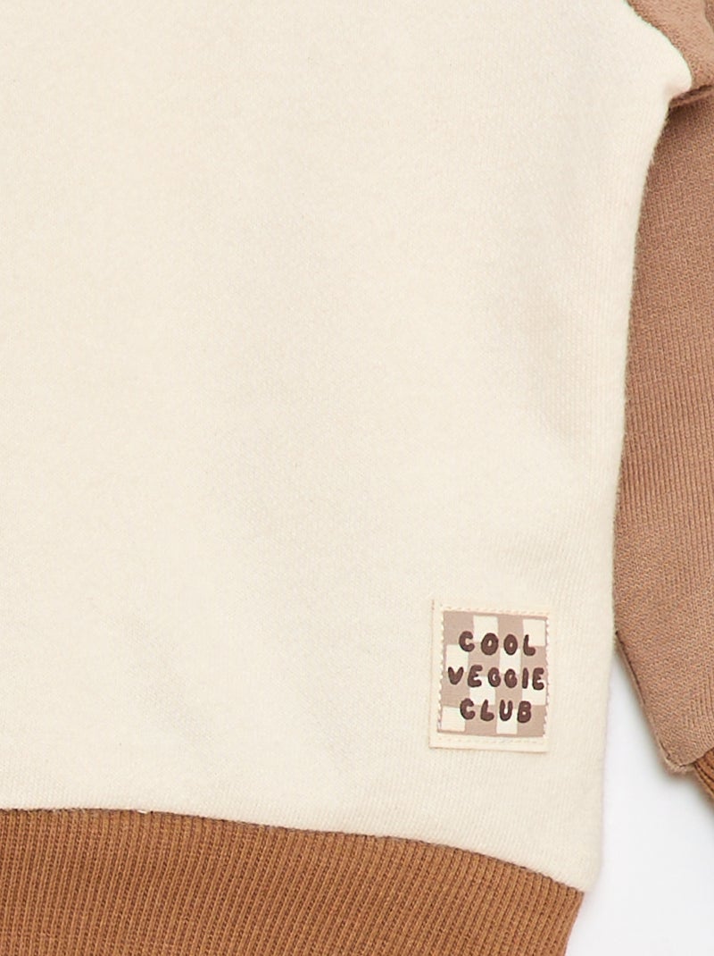 Felpa french terry in cotone bicolore Beige - Kiabi