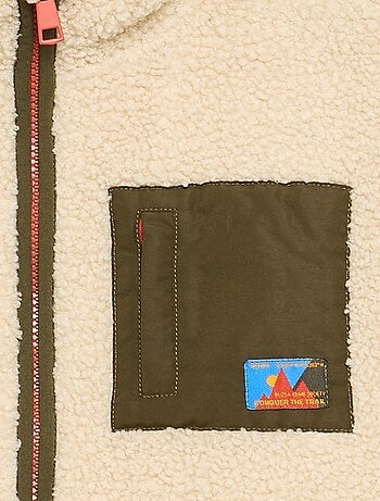 Felpa full zip effetto montone a collo alto