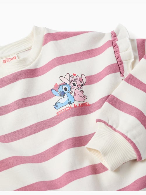 Felpa garzata con righe e stampa stitch - Kiabi