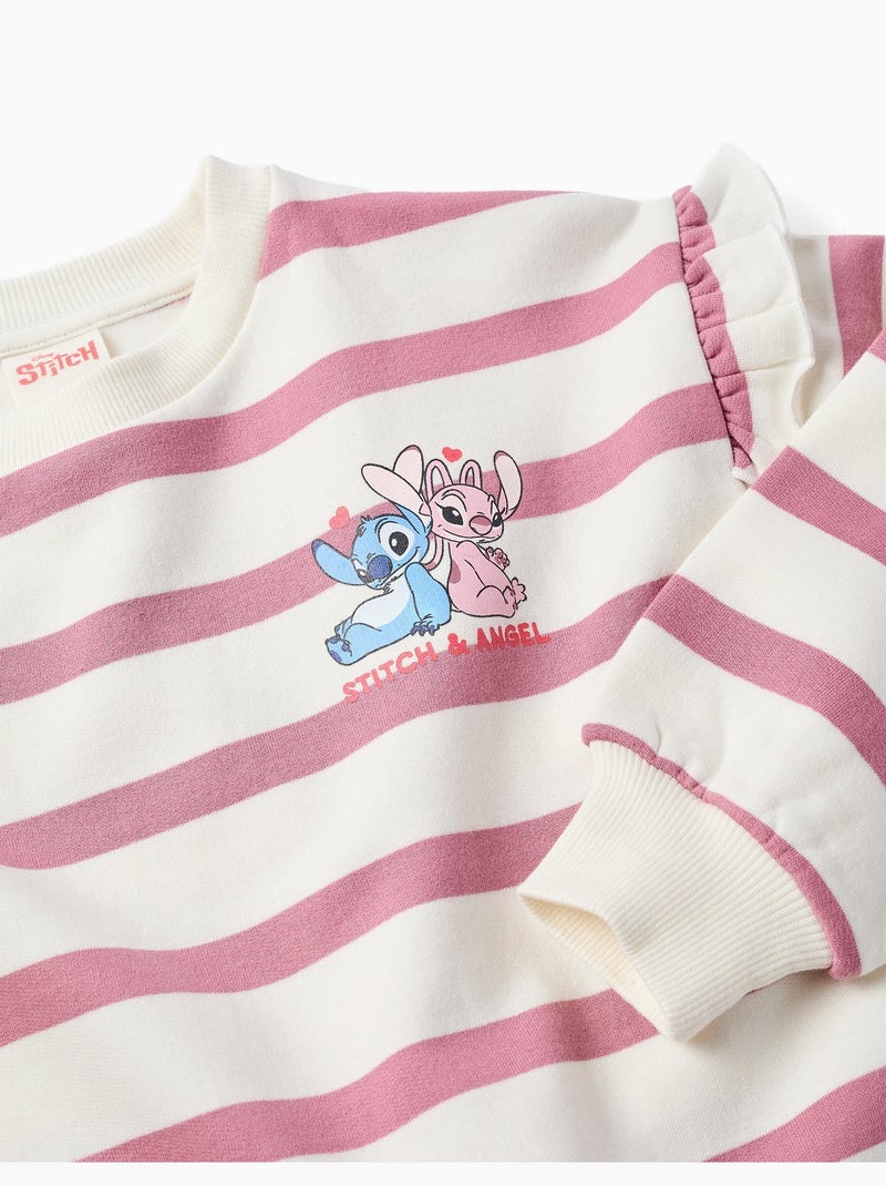 Felpa garzata con righe e stampa stitch Rosa scuro - Kiabi