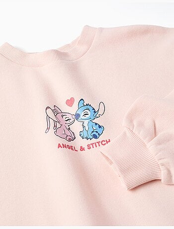 Felpa garzata con stampe di stitch & angel