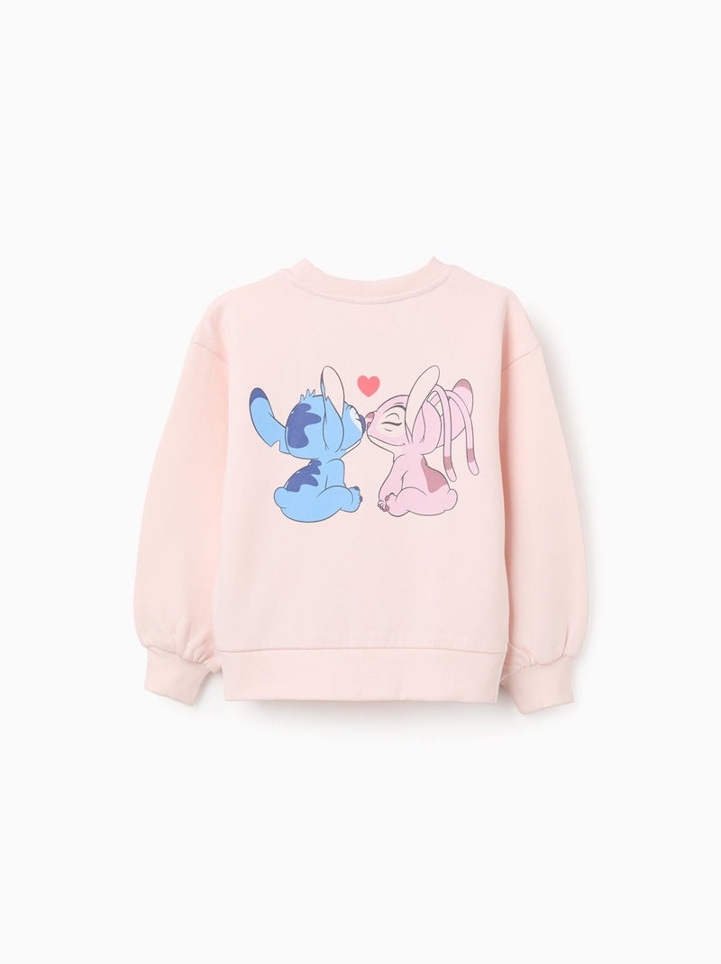 Felpa garzata con stampe di stitch & angel Rosa chiaro - Kiabi
