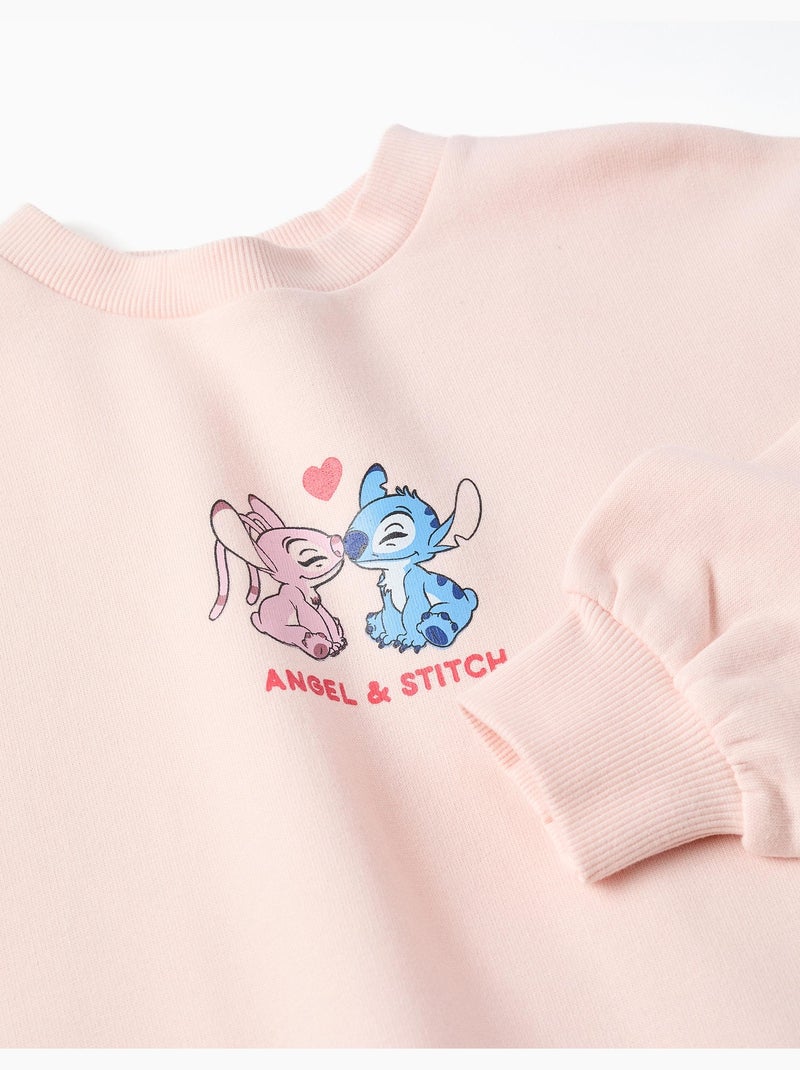 Felpa garzata con stampe di stitch & angel Rosa chiaro - Kiabi