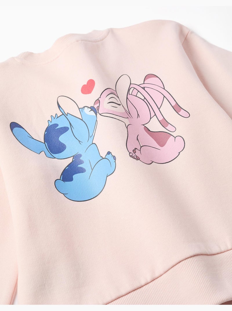 Felpa garzata con stampe di stitch & angel Rosa chiaro - Kiabi