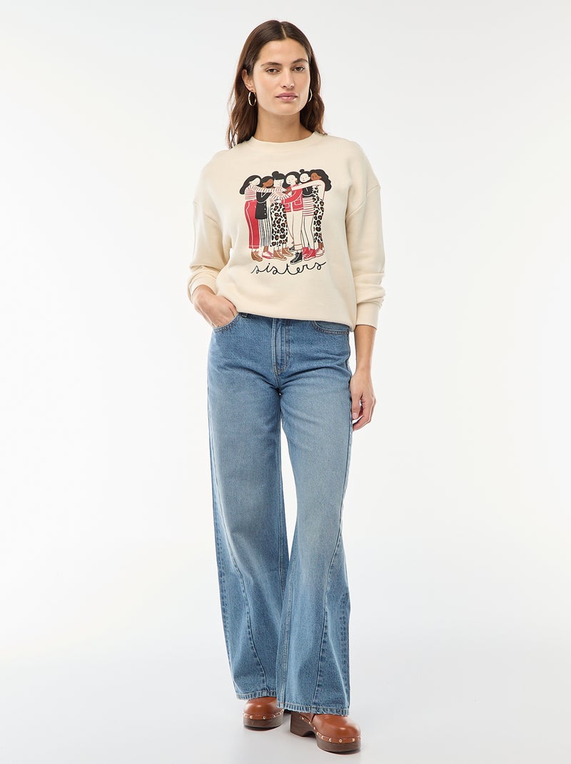 Felpa garzata stampata 'Agathe Sorlet x Kiabi' Bianco - Kiabi